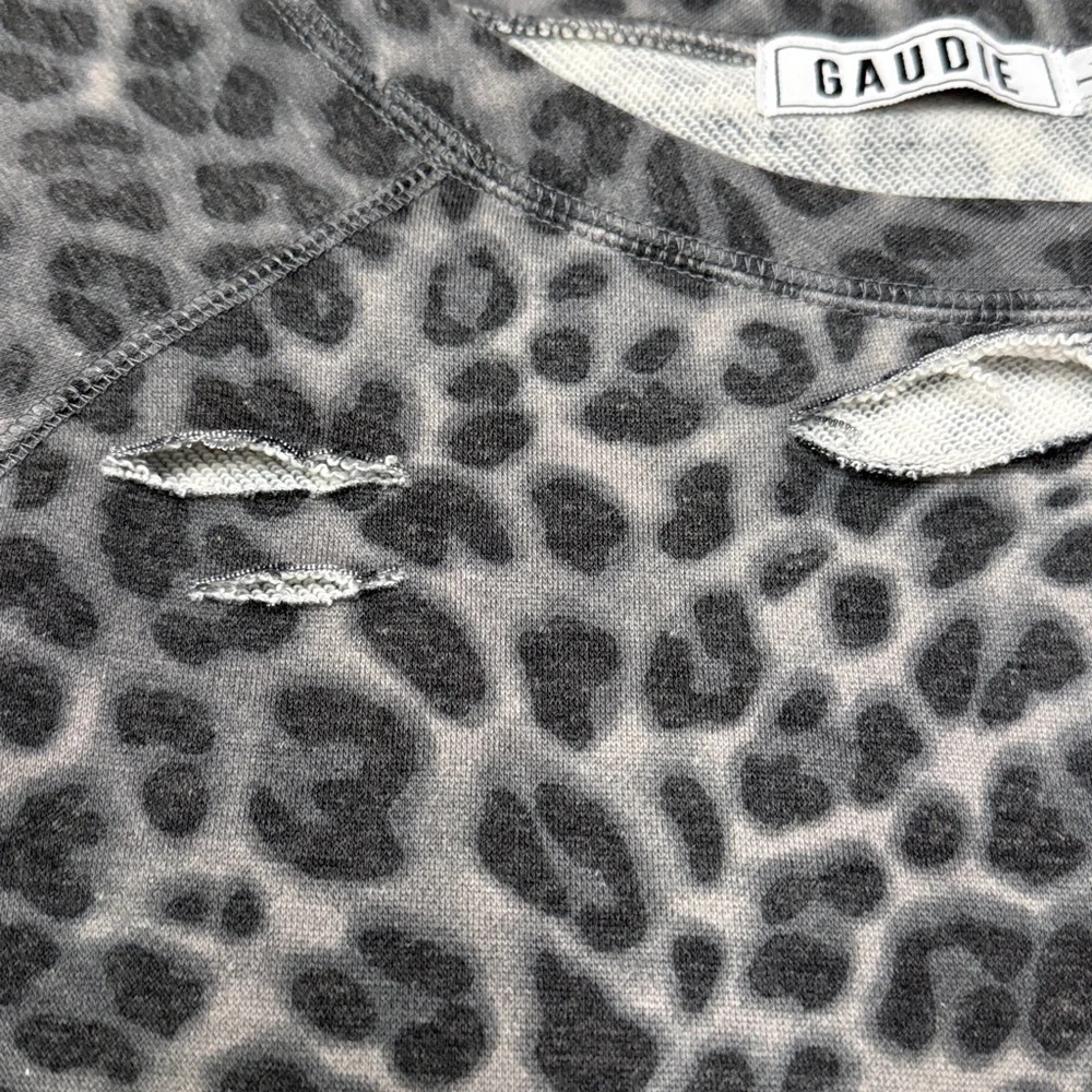 Black and Gray Distressed Cheetah Print Sweatshirt, Size Large - Picture 4 of 10